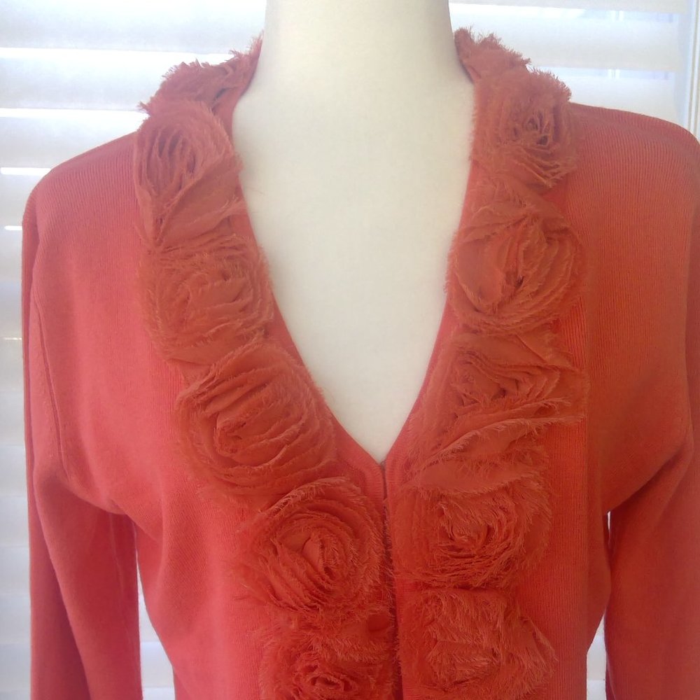 Orange Sweater with detail Size Large